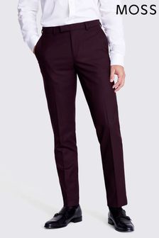 MOSS Red Tailored Fit Claret Flannel Trousers