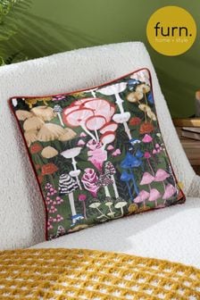 Furn Green Amanita Velvet Piped Feather Filled Cushion (Q83822) | SGD 50