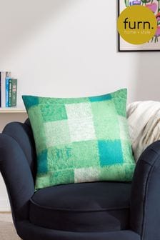 Furn Green Alma Check Feather Filled Cushion (Q83842) | kr389