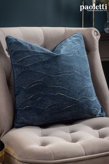 Paoletti Blue Stratus Jacquard Feather Filled Cushion
