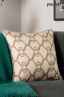 Paoletti Cream Carnaby Chain Geometric Satin Polyester Filled Cushion (Q83982) | AED94