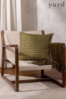 Yard Olive Green Georgi Fringed Feather Filled Cushion (Q83988) | kr371