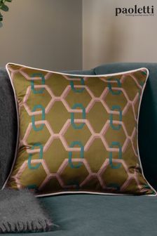 Paoletti Bronze Carnaby Chain Geometric Satin Polyester Filled Cushion