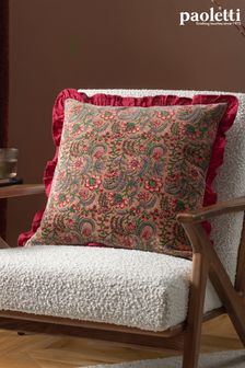 Paoletti Pink Haven Floral Cotton Velvet Feather Filled Cushion