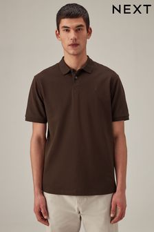 Коричневый шоколад - Обычный крой - Рубашка поло из пике с короткими рукавами (Q84264) | €24