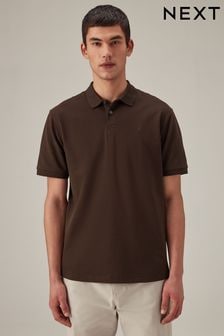 Brown Chocolate Regular Fit Short Sleeve Pique Polo Shirt (Q84264) | $28