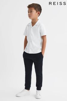 Reiss White Caspa Teen Cotton Cuban Collar Shirt (Q84294) | 235 QAR
