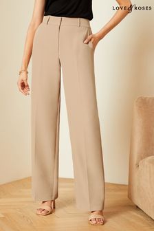 Love & Roses Camel Petite High Waist Wide Leg Tailored Trousers (Q84332) | €53