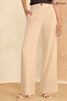 Love & Roses Ivory White Wide Leg Tailored Wide Leg Lightweight Trousers (Q84355) | AED216