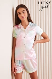 Lipsy Pink/Blue Rainbow Tie Dye Satin Pyjamas (Q84454) | €25 - €35