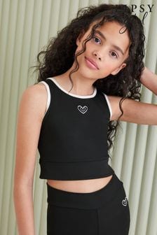 Lipsy Black/White Sleeveless Active Crop Top (Q84467) | $22 - $33