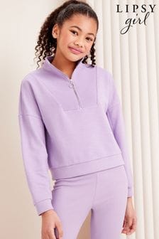 Lipsy Lilac Purple Half Zip Funnel Neck Hoodie (5-16yrs) (Q84477) | AED143 - AED185