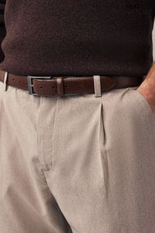 Brown Signature Leather Brogue Belt (Q84502) | $39