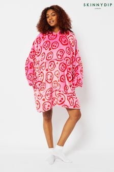 Skinnydip roza pulover s kapuco iz flisa Happy Face (Q84519) | €41