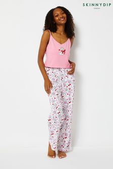 Skinnydip Pink Disney Christmas Marie Cami and Trousers Pyjamas Set