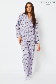 Fioletowa piżama Skinnydip ze wzorem w koty (Q84547) | 200 zł