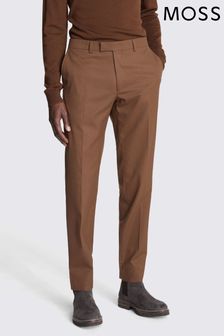 MOSS Slim Fit Copper Flannel Brown Trousers (Q84650) | $137