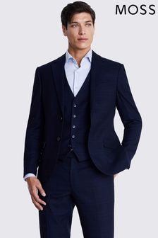 MOSS Ink Blue Slim Fit Check Jacket (Q84654) | kr2 730