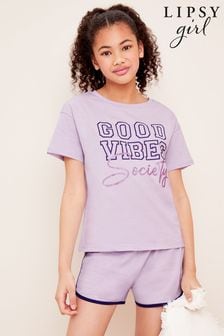 Lipsy Purple Jersey Short Pyjamas (7-16yrs) (Q84690) | ￥3,120 - ￥4,510