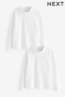 Белый - Cotton Stretch Roll Neck Long Sleeve Tops 2 Pack (3-14 лет) (Q84905) | €14 - €21