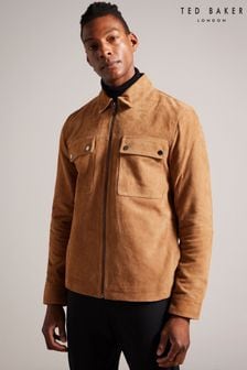 Ted Baker Tan Brown Suede Thierry Zip Through Shacket (Q85248) | SGD 677