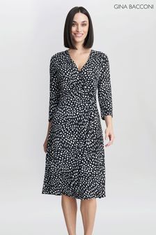 Gina Bacconi Camilla Jersey Wrap Black Dress (Q85399) | NT$6,070