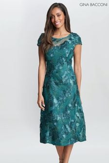 Gina Bacconi Green Abella Illusion Jewel Floral Dress (Q85413) | €343