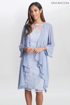 Gina Bacconi Blue Elia Embroidered Dress And Chiffon Jacket (Q85425) | €187