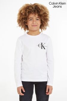 Calvin Klein Jeans White Monogram Long Sleeve Top