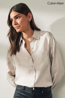 Calvin Klein Grey Silk Relaxed Shirt (Q85560) | HK$3,779
