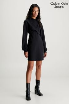 Calvin Klein Jeans Wrap Sweater Black Dress