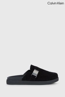 Calvin Klein アイコニック プラーク スエード ブラック ミュール (Q85606) | ￥21,140