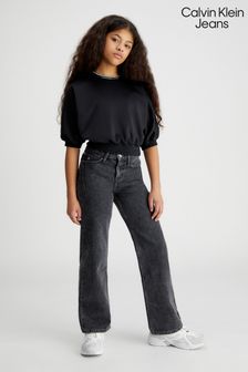 Calvin Klein Jeans High Rise Wide Leg Black Jeans (Q85629) | $132