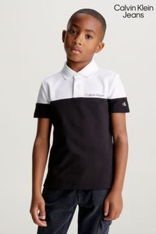 Calvin Klein Jeans Pique Block Black Polo Shirt (Q85639) | OMR23