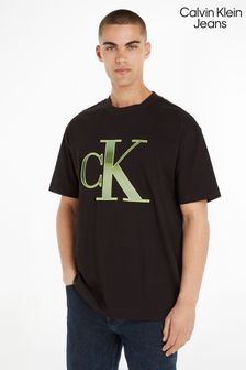Schwarz Perfora-Monologo-T-Shirt von Calvin Klein Jeans (Q85644) | 86 €