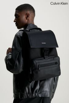 Calvin Klein Elevated Flap Black Backpack (Q85647) | $352