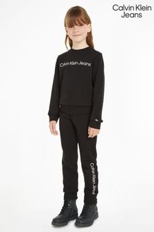 Calvin Klein Jeans Kids Logo Black Sweat Set (Q85665) | 445 QAR