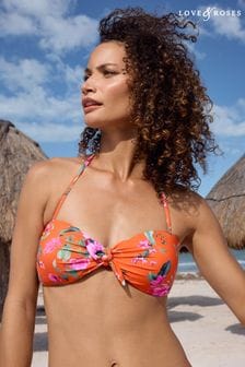 Love & Roses Orange Tropical Padded Bikini Top (Q85696) | €44