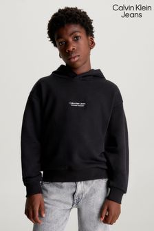 سترة هودي لون أسود بشعار الماركة صغير من Calvin Klein Jeans (Q85706) | 31 ر.ع