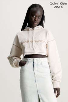 Calvin Klein Jeans Cream Monologo 短款連帽衫 (Q85725) | NT$5,600