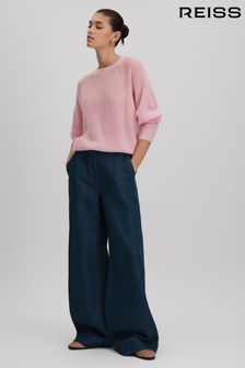 Reiss Light Pink Mae Oversized Crew Neck Jumper (Q85802) | AED1,066