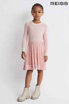 Reiss Pink Teagan Teen Ribbed Fit-and-Flare Dress (Q85853) | €123
