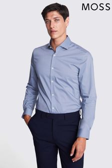 MOSS Blue Slim Single Cuff Stretch Shirt (Q85949) | €48
