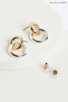 Lauren Ralph Lauren Gold Two Tone Circle Link Drop Earrings (Q85969) | kr730
