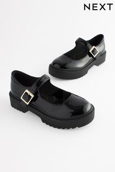 Schwarzes Lackleder - Leather Chunky Mary Jane School Shoes (Q86137) | 55 € - 65 €