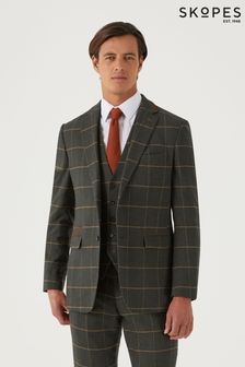Skopes Warriner Olive Green Check Tailored Fit Suit Jacket (Q86206) | SGD 261