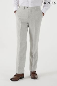 Skopes Adwell Ecru Grey Check Tailored Fit Suit Trousers (Q86207) | 366 QAR