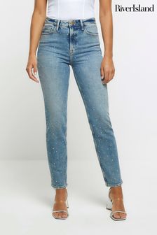 River Island Embellished High Rise Slim Stretch Jeans (Q86332) | kr1 010