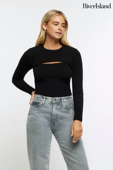 River Island Black 2 in 1 Long sleeve Cosy Jumper (Q86343) | 2,289 UAH