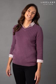 Lakeland Leather Purple Thea 2 in 1 Shirt Jumper (Q86432) | OMR21
